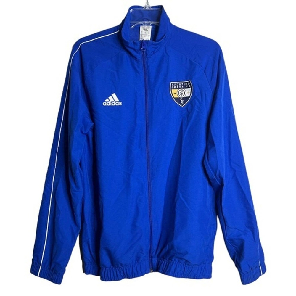 Adidas Jacket Mens Small Track Royal Blue Sporting Omaha FC Soccer Streetwear